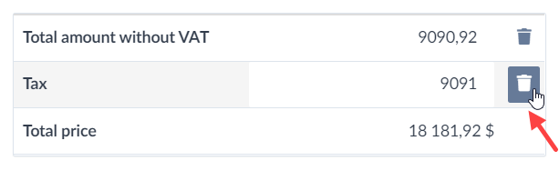 Edit amounts and tax/VAT