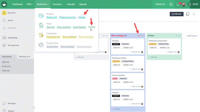 Enhanced Kanban boards