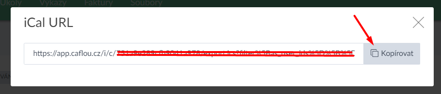 Export kalendáře přes URL