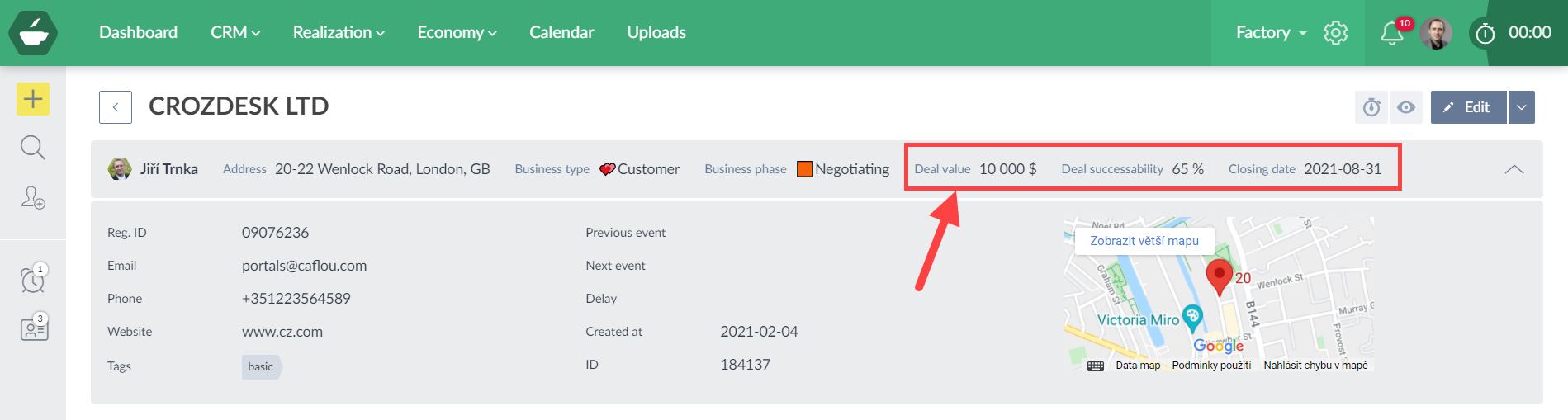 CRM - deal value and % success (Detail)