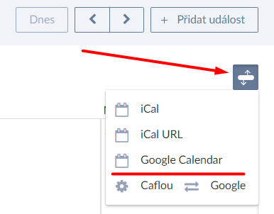 export Caflou kalendáře do Google