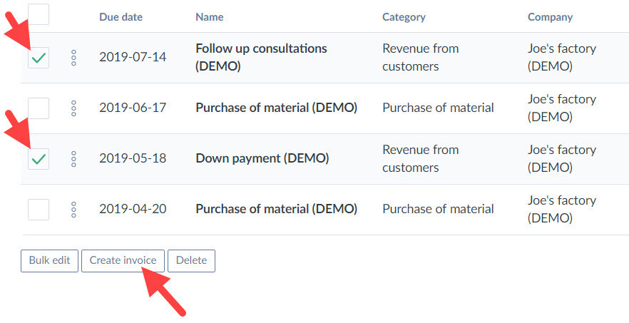 import cashflow to invoice
