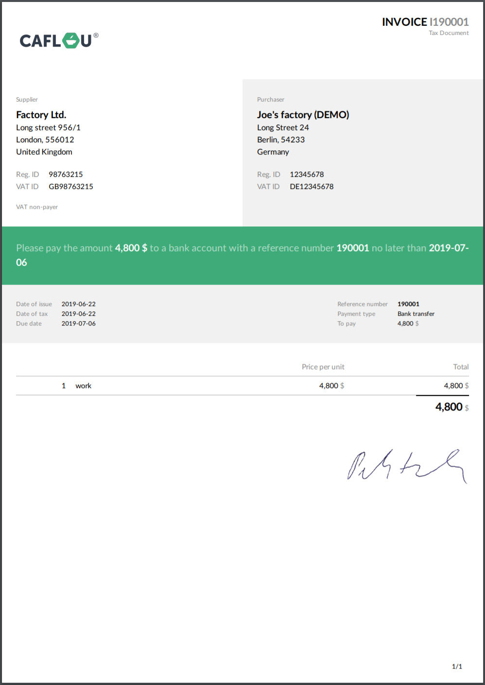 New invoice