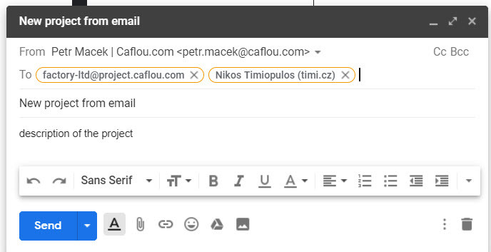 Set up a project from an email